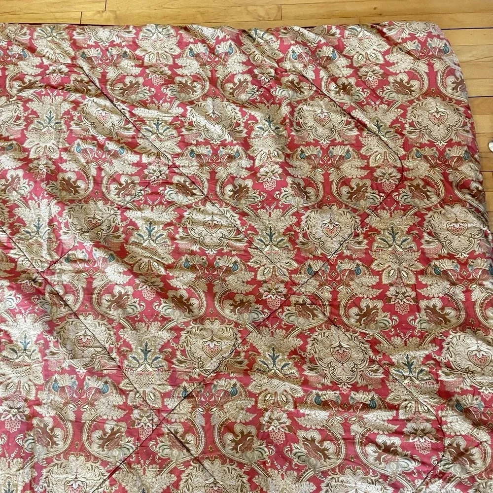 Vintage Ralph Lauren Jardiniere Queen / Full Red Sateen Comforter‎ Made In Italy